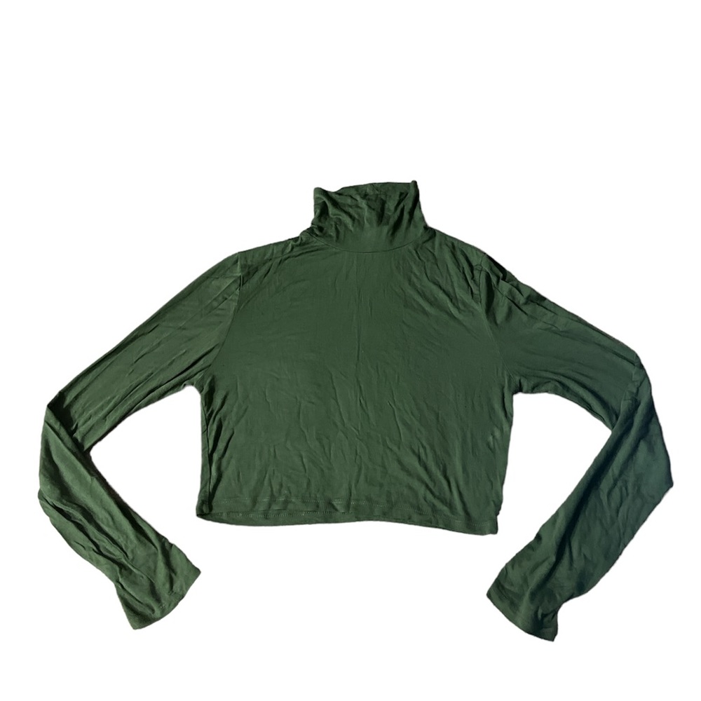 Long sleeve crop turtleneck olive green